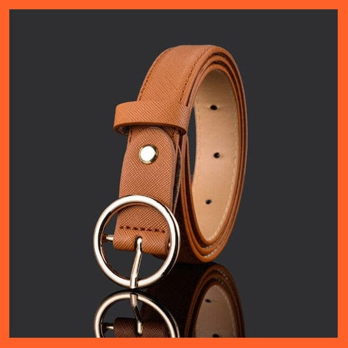 Unisex Pu Belt Gold Metal Round Buckle Short Waistband | whatagift.com.au.