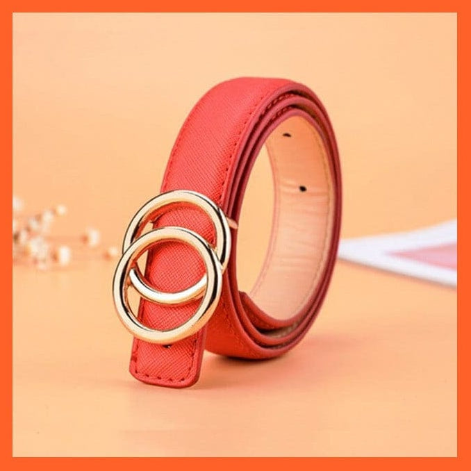 whatagift.com.au Belt Unisex Pu Belt Gold Metal Round Buckle Short Waistband