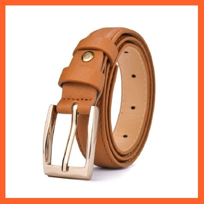 whatagift.com.au Belt Unisex Pu Belt Gold Metal Round Buckle Short Waistband