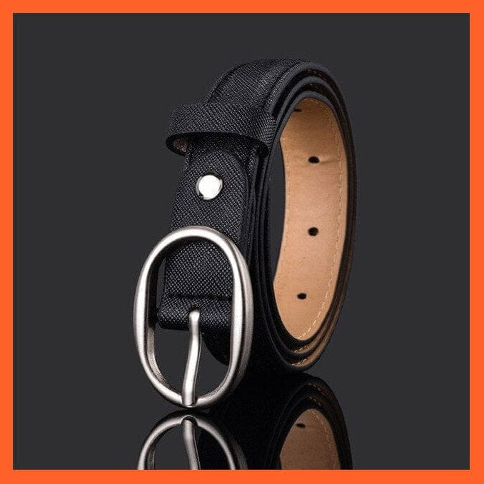 whatagift.com.au Belt Unisex Pu Belt Gold Metal Round Buckle Short Waistband