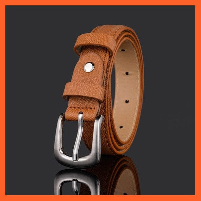 whatagift.com.au Belt Unisex Pu Belt Gold Metal Round Buckle Short Waistband