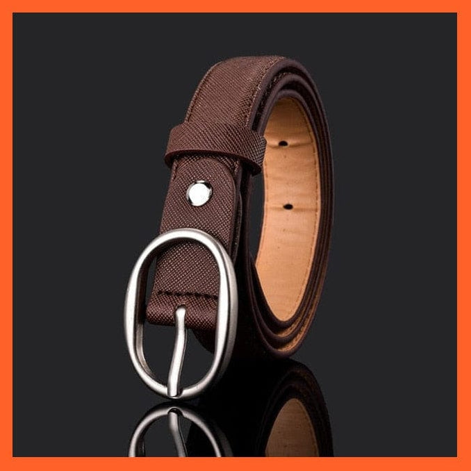whatagift.com.au Belt Unisex Pu Belt Gold Metal Round Buckle Short Waistband