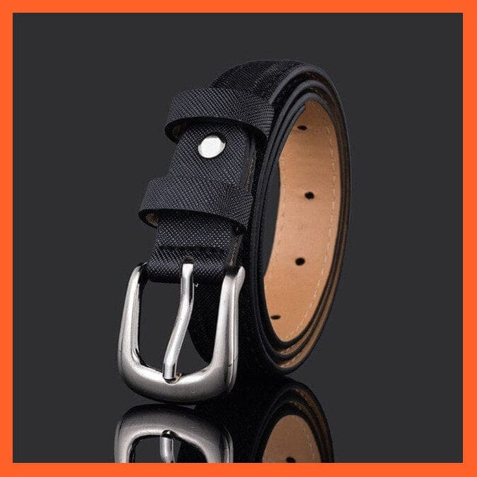 whatagift.com.au Belt Unisex Pu Belt Gold Metal Round Buckle Short Waistband