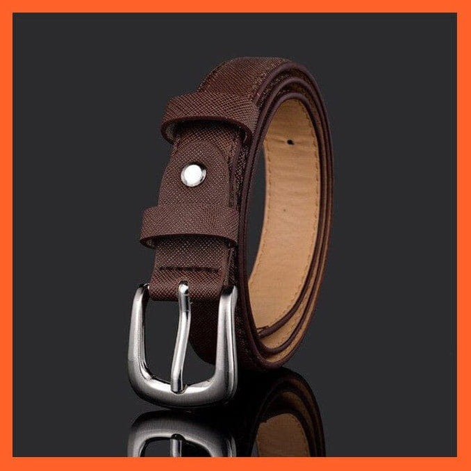 whatagift.com.au Belt Unisex Pu Belt Gold Metal Round Buckle Short Waistband