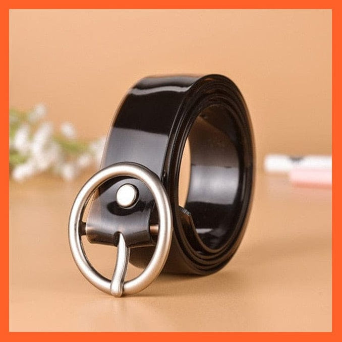 whatagift.com.au Belt Unisex Pu Belt Gold Metal Round Buckle Short Waistband