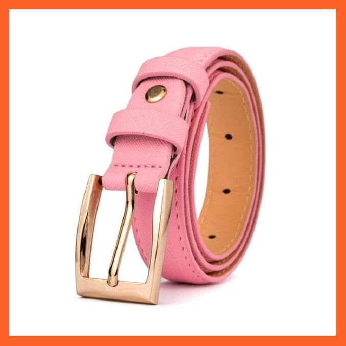 whatagift.com.au Belt Unisex Pu Belt Gold Metal Round Buckle Short Waistband