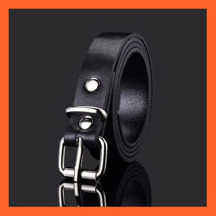 whatagift.com.au Belt Unisex Pu Belt Metal Round Buckle Short Waistband