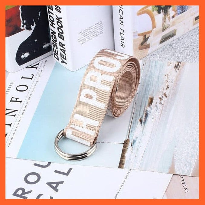 whatagift.com.au Belt white font / 130cm Letters Printed Unisex Canvas Belts With D-Ring Double Buckle