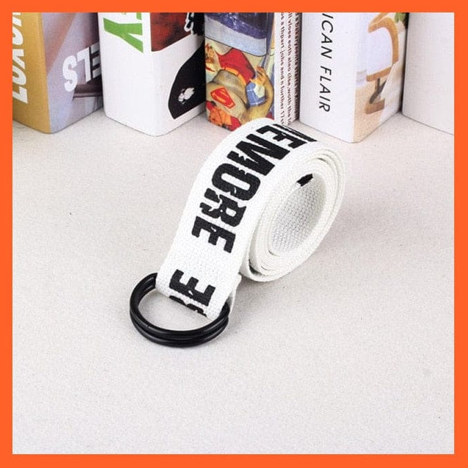 whatagift.com.au Belt White LOVEMEMORE / 130cm 24 Styles Letters Printed Canvas Belts With D Ring Double Buckle