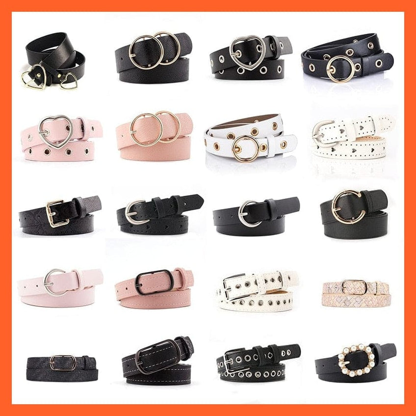 whatagift.com.au belt Women Pu Belt 66 Styles Metal Buckle Waistband