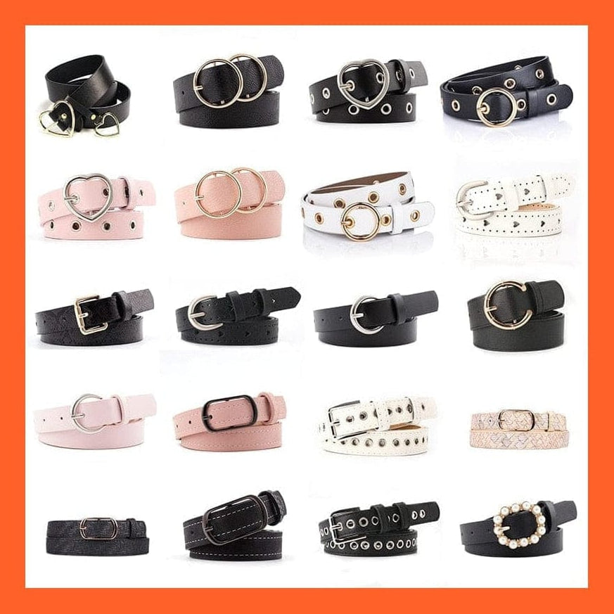 whatagift.com.au belt Women Pu Belt Different Styles Metal Buckle Waistband