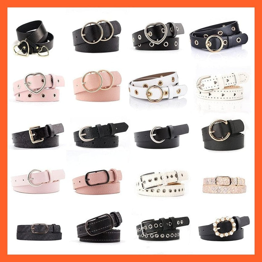 Women Pu Leather Belt 66 Styles Metal Buckle Waistband | whatagift.com.au.