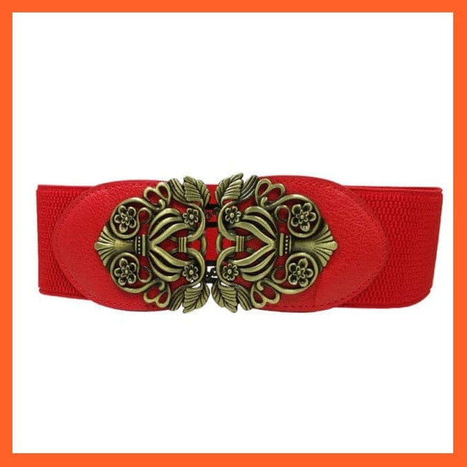 Women Wide Belt Thick Vintage Totem Print Stretch Leather Waist Belt | whatagift.com.au.