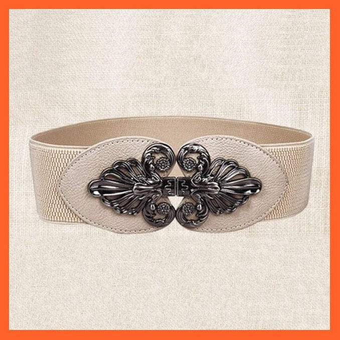 Women Wide Belt Thick Vintage Totem Print Stretch Leather Waist Belt | whatagift.com.au.