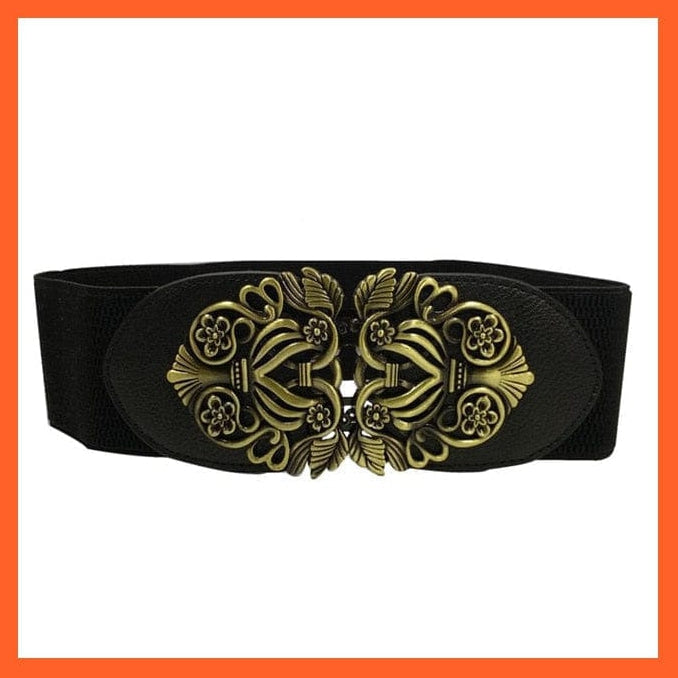 Women Wide Belt Thick Vintage Totem Print Stretch Leather Waist Belt | whatagift.com.au.