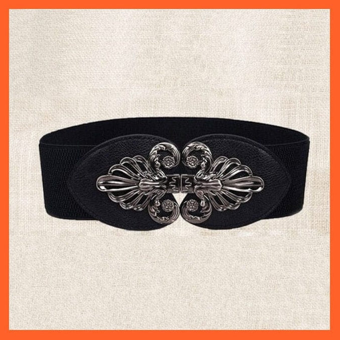 Women Wide Belt Thick Vintage Totem Print Stretch Leather Waist Belt | whatagift.com.au.