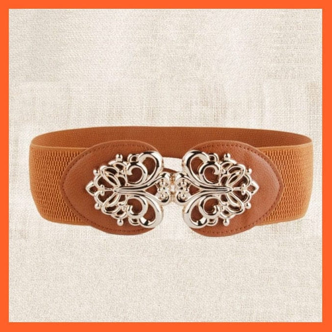 Women Wide Belt Thick Vintage Totem Print Stretch Leather Waist Belt | whatagift.com.au.