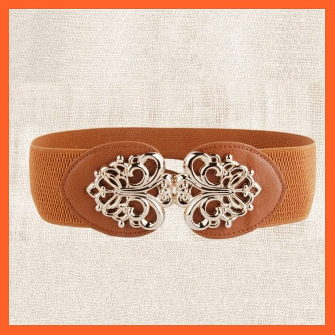 Women Wide Belt Thick Vintage Totem Print Stretch Leather Waist Belt | whatagift.com.au.