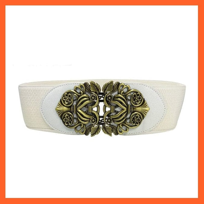 Women Wide Belt Thick Vintage Totem Print Stretch Leather Waist Belt | whatagift.com.au.