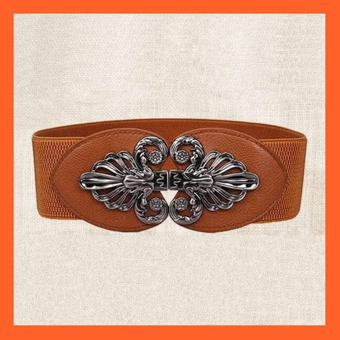 whatagift.com.au Belt Women Wide Belt Thick Vintage Totem Print Stretch Leather Waist Belt