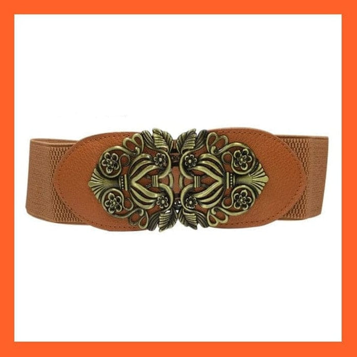 whatagift.com.au Belt Women Wide Belt Thick Vintage Totem Print Stretch Leather Waist Belt