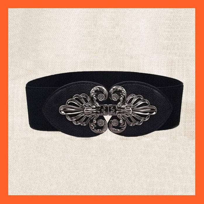 whatagift.com.au Belt Women Wide Belt Thick Vintage Totem Print Stretch Leather Waist Belt