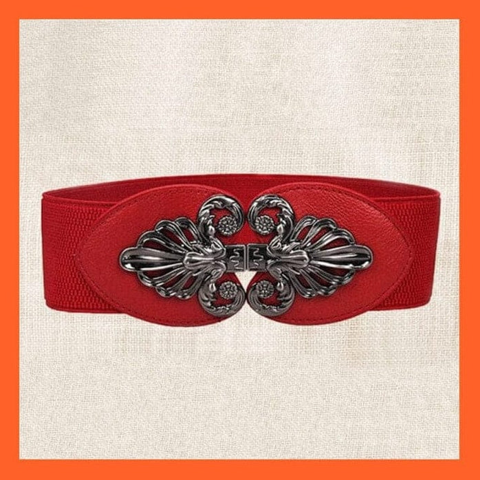 whatagift.com.au Belt Women Wide Belt Thick Vintage Totem Print Stretch Leather Waist Belt