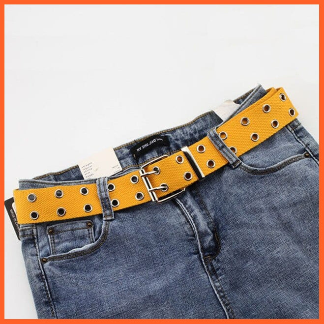 Canvas Double Hole Waist Belts For Women | Solid Color Casual Double Hole Grommet Belt | whatagift.com.au.