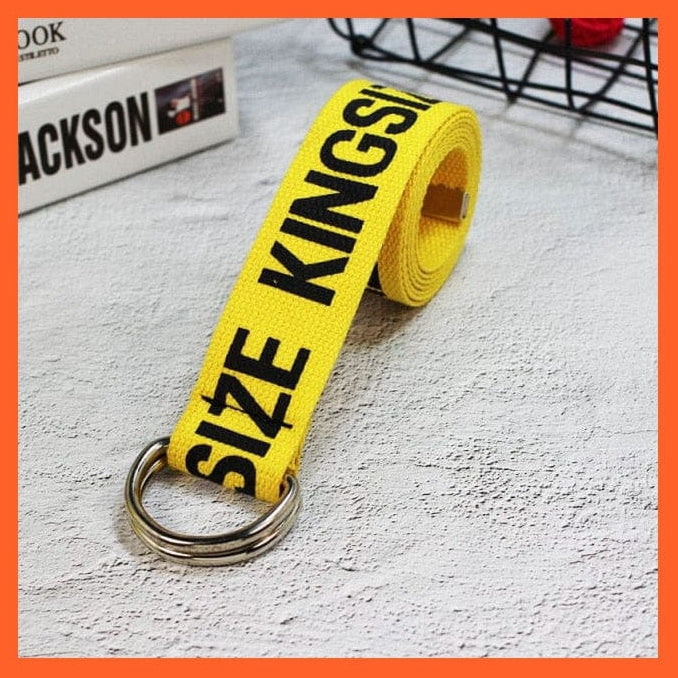 whatagift.com.au Belt Yellow KINGSIZE / 130cm 24 Styles Letters Printed Canvas Belts With D Ring Double Buckle
