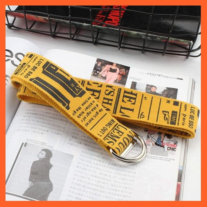 whatagift.com.au Belt Yellow poster / 130cm 24 Styles Letters Printed Canvas Belts With D Ring Double Buckle
