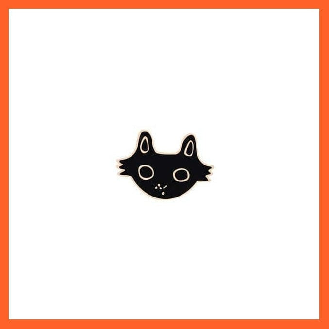 whatagift.com.au Big black cat head Cartoon Animal Brooches | Cool Kitten Collar Lapel Pin Bag Metal Badges