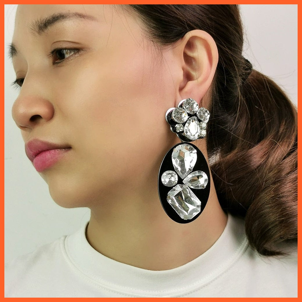 whatagift.com.au Big Drop Earrings Crystal Flower Dangle Earring For Women