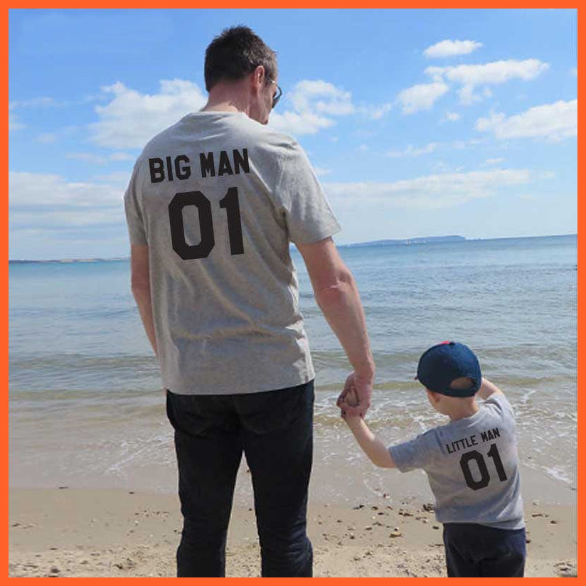 whatagift.com.au Big Man Little Man Text Written Family Matching T-shirts