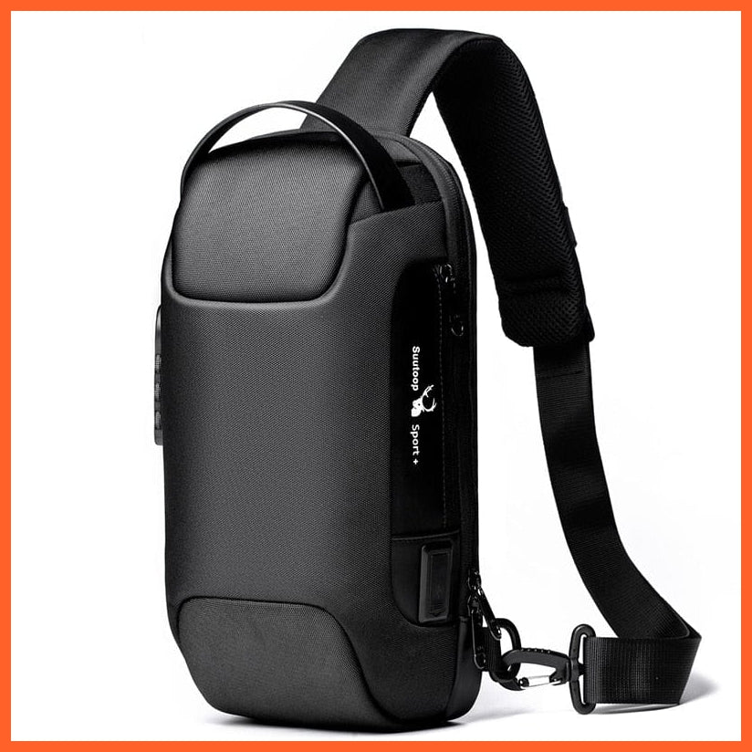 whatagift.com.au Black / 16 x 11 x 33 cm / China Waterproof USB Oxford Crossbody Shoulder Bag