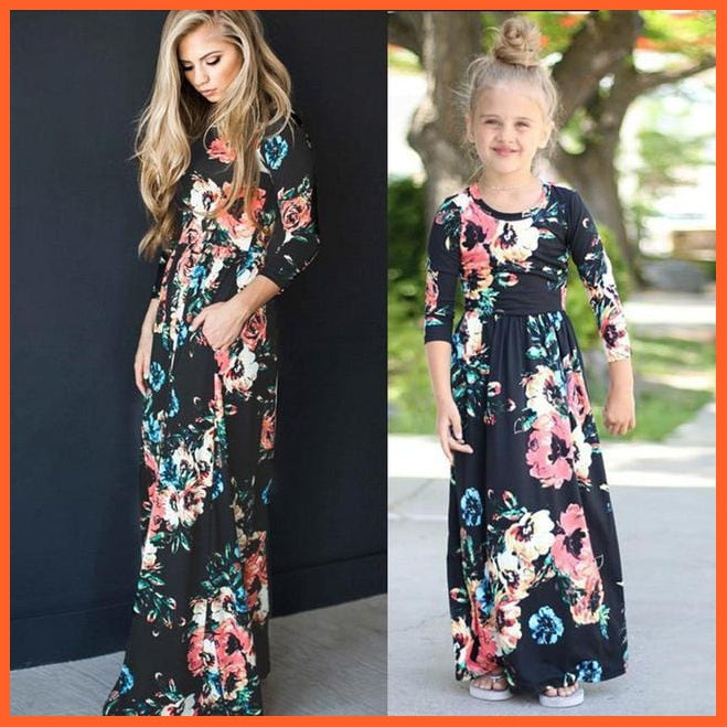 whatagift.com.au Black / 18M Matching Mother Daughter Flower Printed Dresses