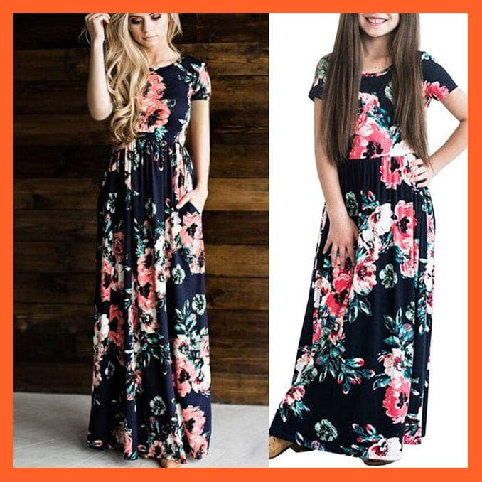whatagift.com.au Black 2 / 18M Matching Mother Daughter Flower Printed Dresses