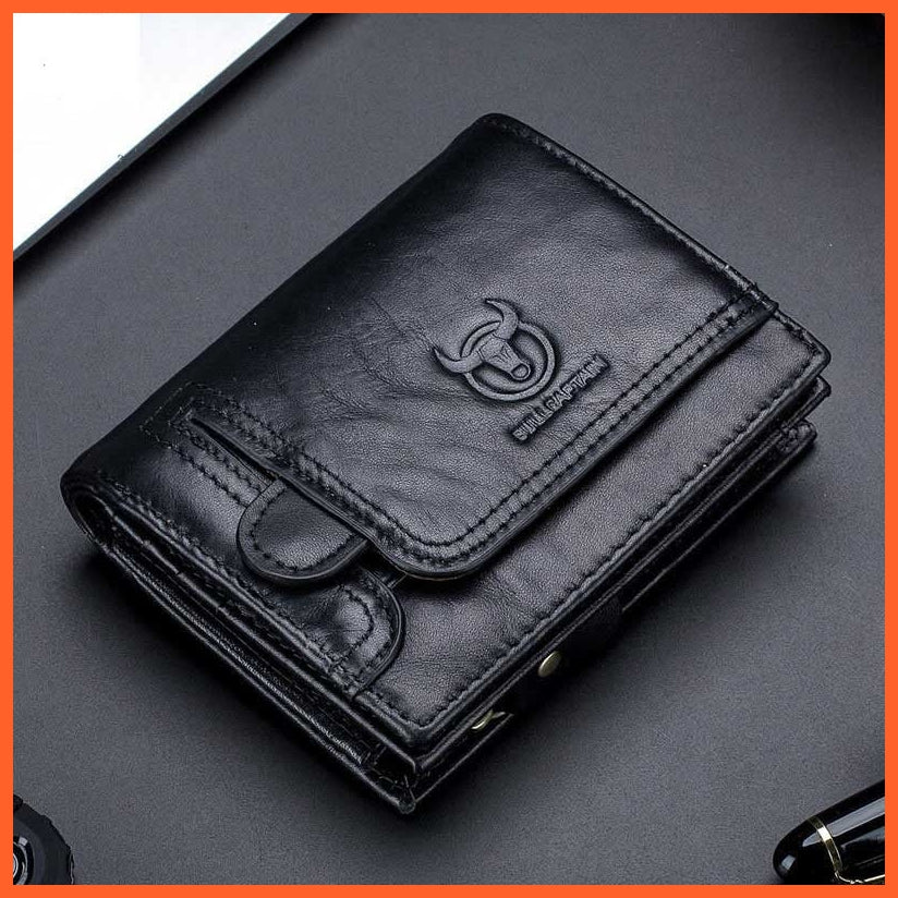 whatagift.com.au Black 2021 Brand Genuine Leather Men&#39;s Wallet Cowhide Designer Male Purse Vintage ID Card Holder Luxury Money Bag