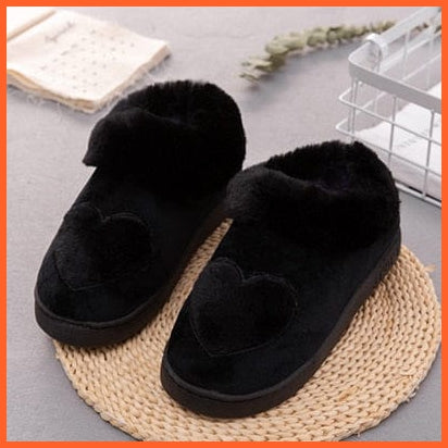 whatagift.com.au Black / 36-37 Women Cotton Soft Heart-Shaped Warm Plush Winter Fur Slippers