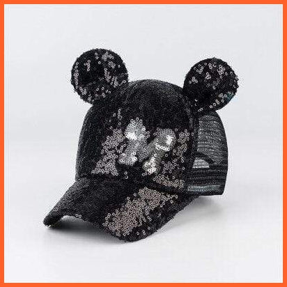 Sequins Ear Cap | Sequins Ear Hats Kids Snapback Mesh Baseball Cap | Spring Summer Hip Hop Caps | whatagift.com.au.