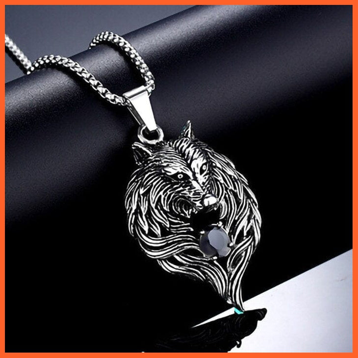 whatagift.uk Black / 60cm Stainless Steel Wolf head Pendant Necklace Chain
