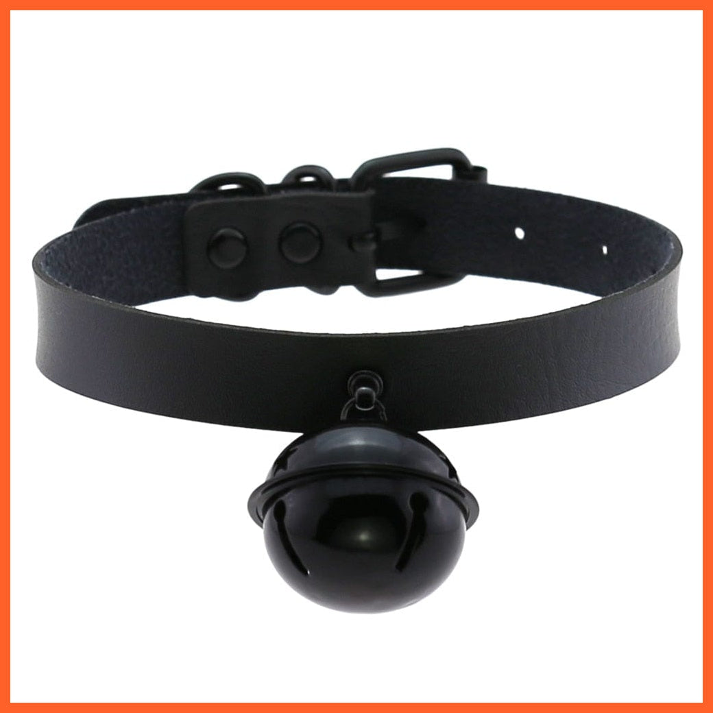 whatagift.uk black ball PU Leather Rivet Choker Chain Necklace For Women
