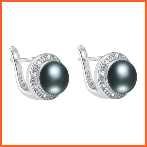 whatagift.com.au Black / China / 8-9mm New Pearl Silver Vintage Style Freshwater Pearl Stud Earring For Women