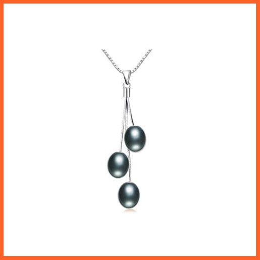 whatagift.com.au Black / China / 8-9mm Pearl Necklace Pendant Silver Jewelry For Women