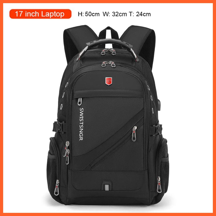 whatagift.com.au Black / China Waterproof 17-Inch Laptop Backpack| USB Charging Travel Rucksack Backpack