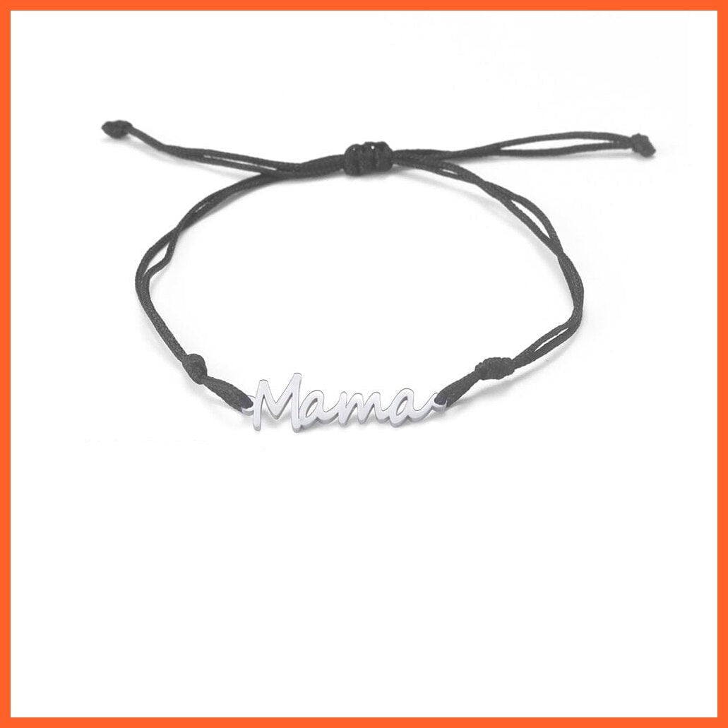 whatagift.com.au Black Cord Steel / 17-22cm Double Layer Stainless Steel Letter Mama Charm Bracelet For Women