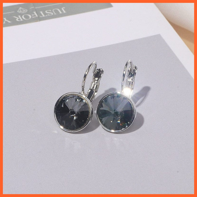 whatagift.com.au Black Crystal Round Clear Crystal Drop Earrings For Women