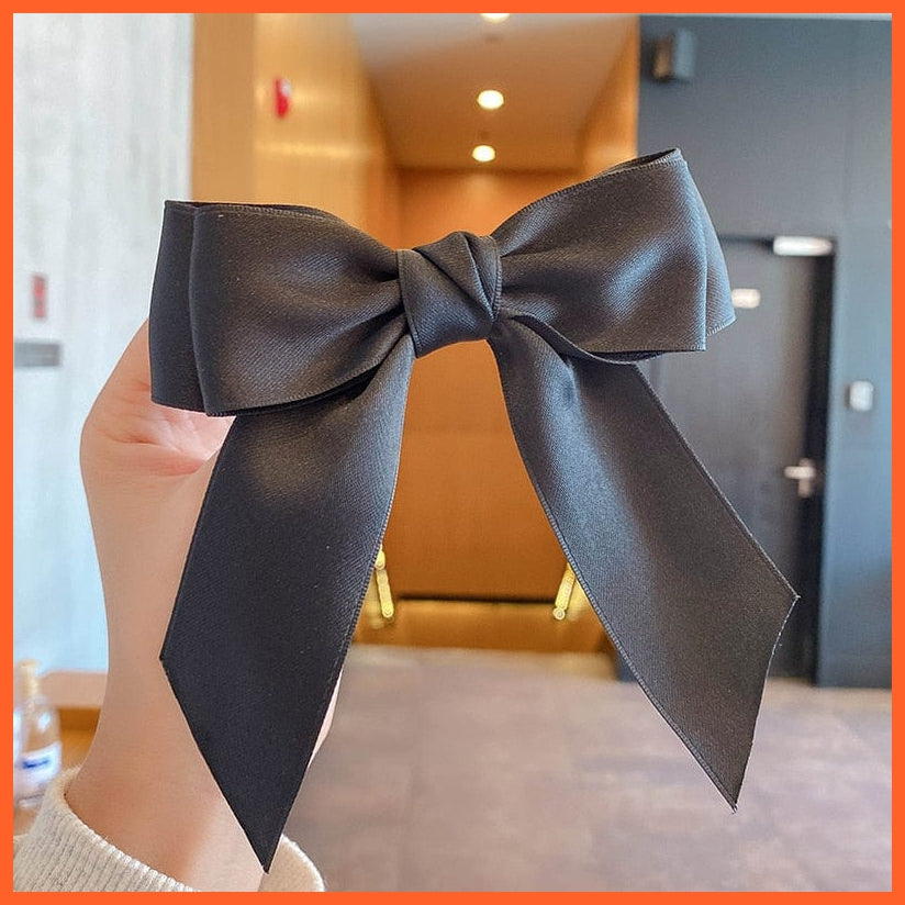 whatagift.com.au Black Elegant Ribbon Bow Hair Clip | Cute Hair Bows Hairpins For Women Accessories