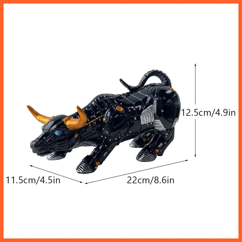 whatagift.com.au Black Graffiti Painting Bull Resin Lucky Figurines For Home Decore