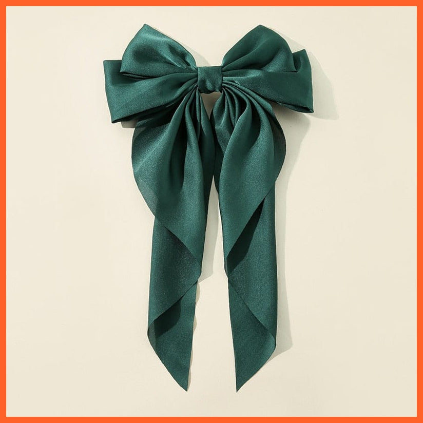 whatagift.com.au Black Green Women Large Bow Hairpin | Summer Chiffon Big Bowknot Clip | Hair Accessories