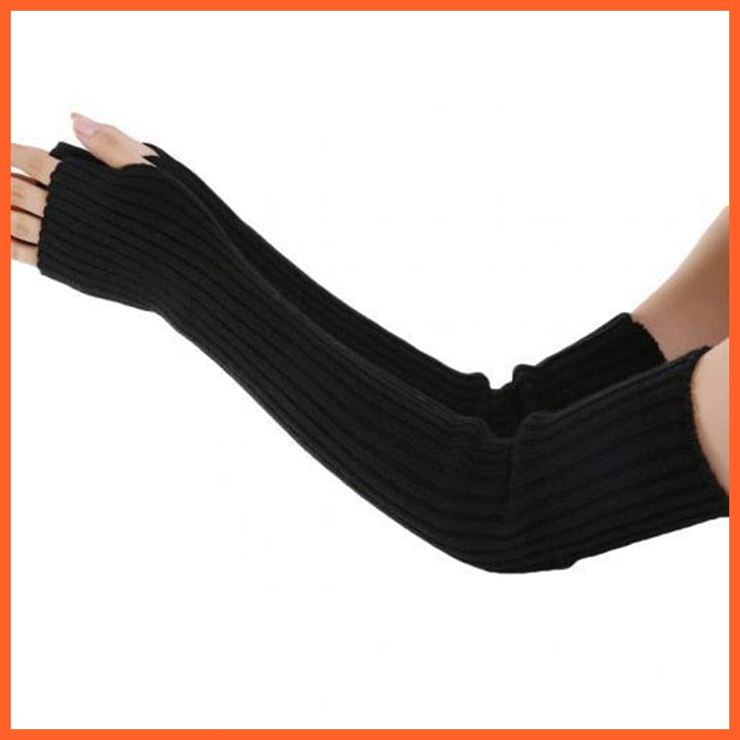 whatagift.com.au Black / length-52cm Women Warm Long Gothic Lolita Knitting Glove Stretch Fingerlings Mittens